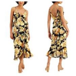 Bardot Yellow and Black Floral Midi Dress